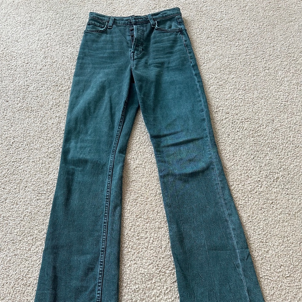 Hudson Green Flare 5 Button High Rise Jeans Size 26